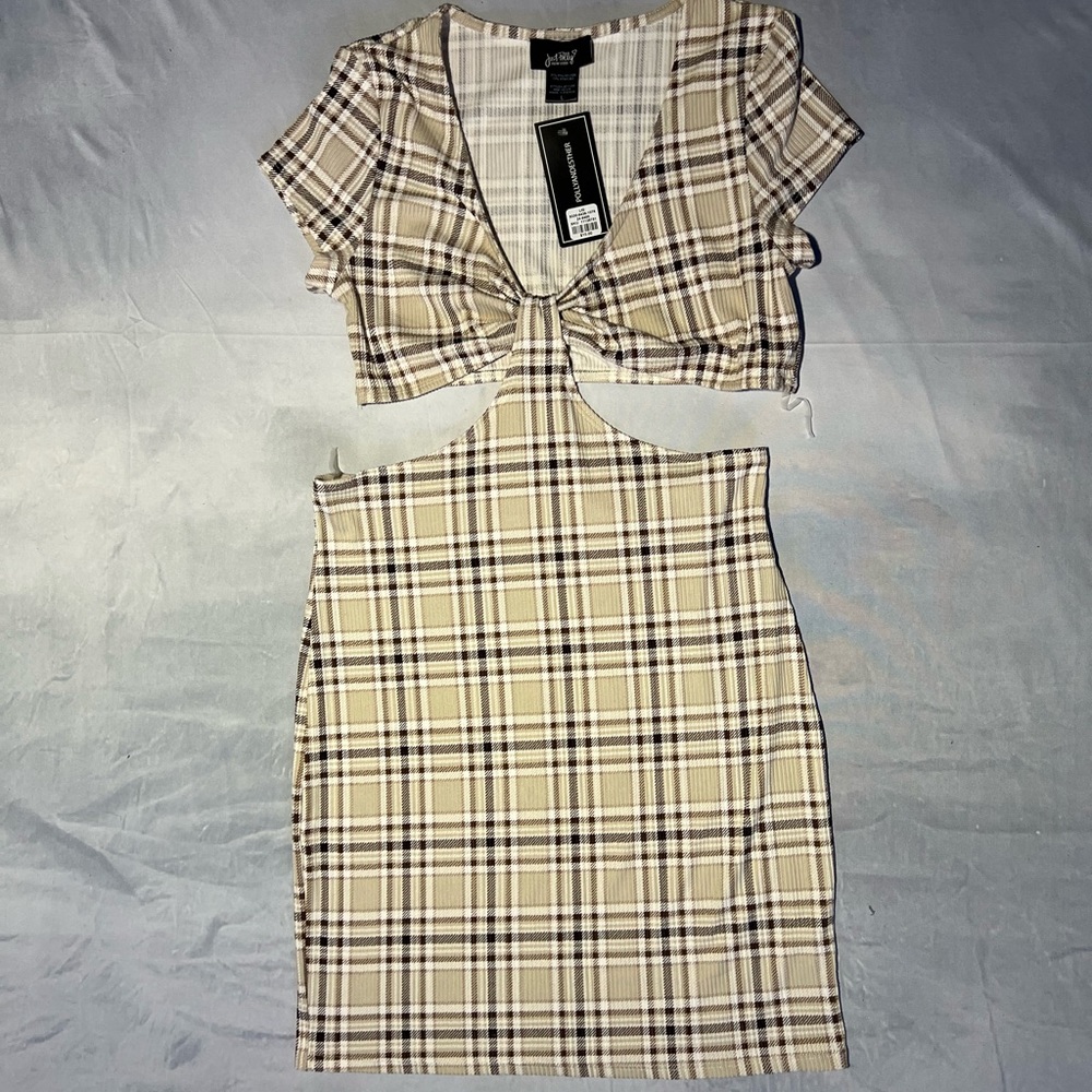 2 Piece skirt set - Brown & white